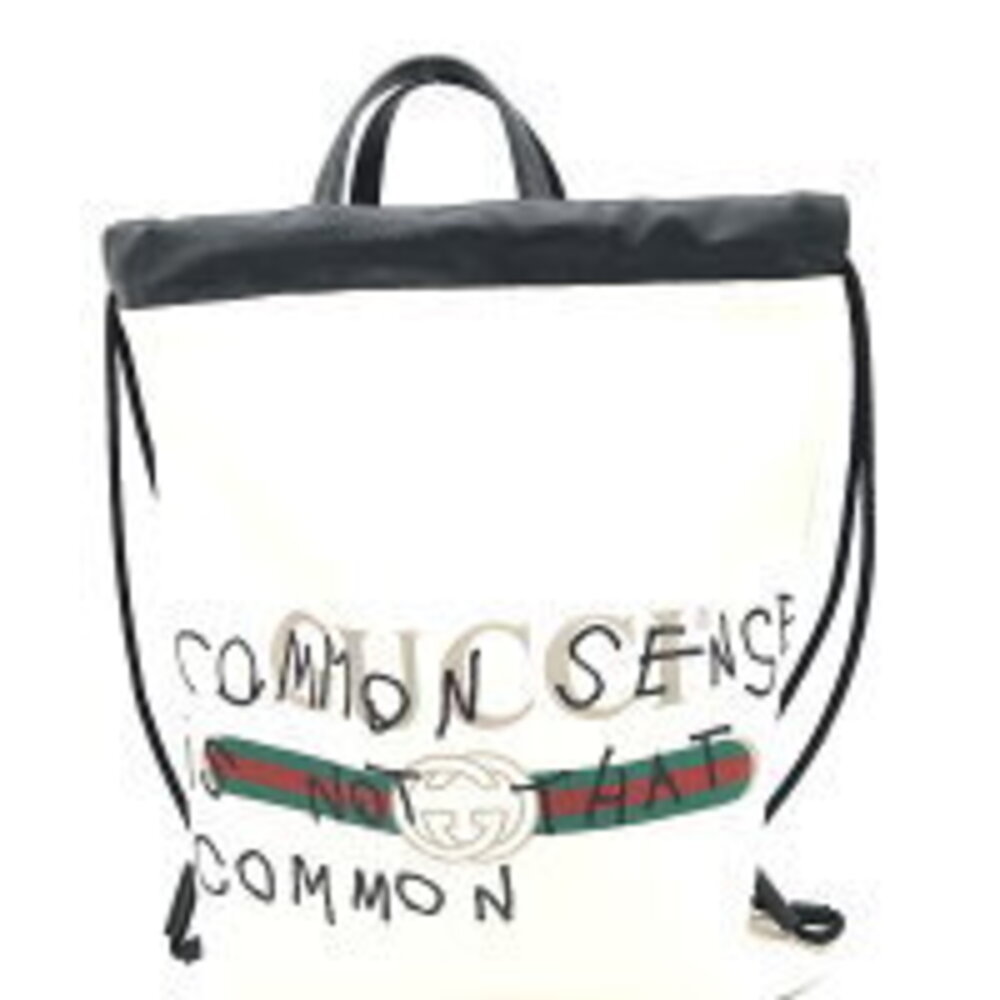 GUCCI Drawstring Backpack Interlocking Coco Capitan Ivory White Black